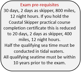 Coastal Yachtmaster motor examination